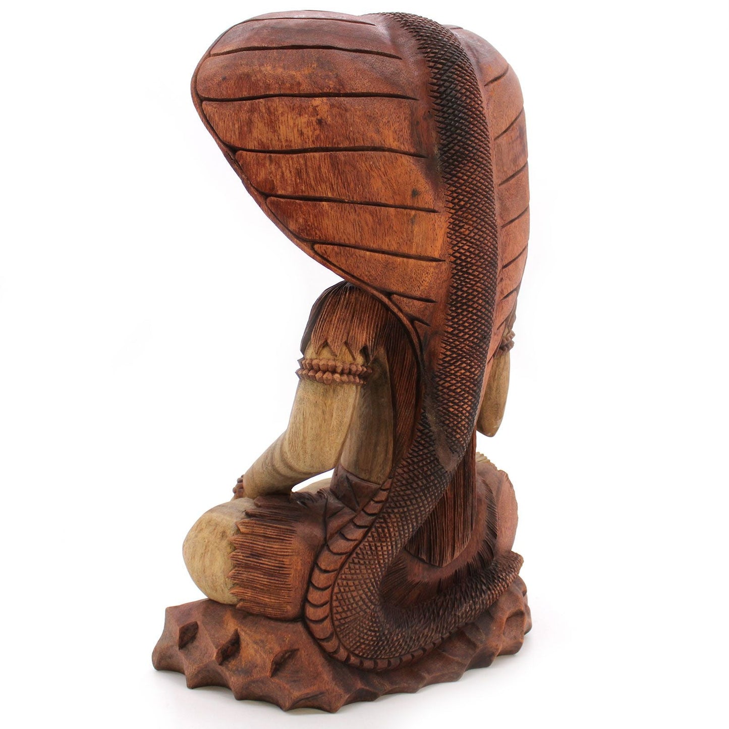 Suar-Holz Shiva-Statue – 50 cm handgeschnitzte balinesische Shiva-Figur aus Holz mit Kobrakapuze, 50 cm Deko-Statue