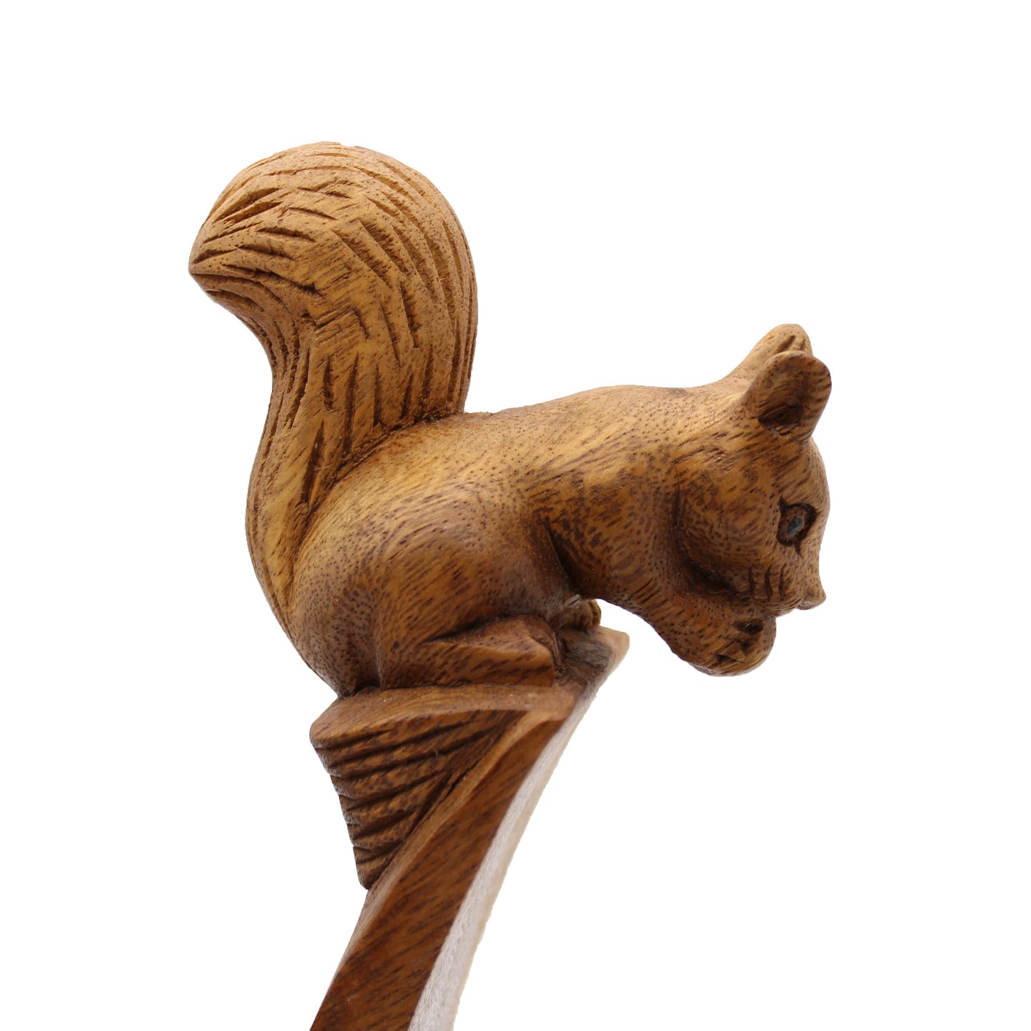 Suar Wood Squirrel Bottle Holder – 6x20x27 CM handcrafted suar wood squirrel wine holder sculpture from Indonesia, side view