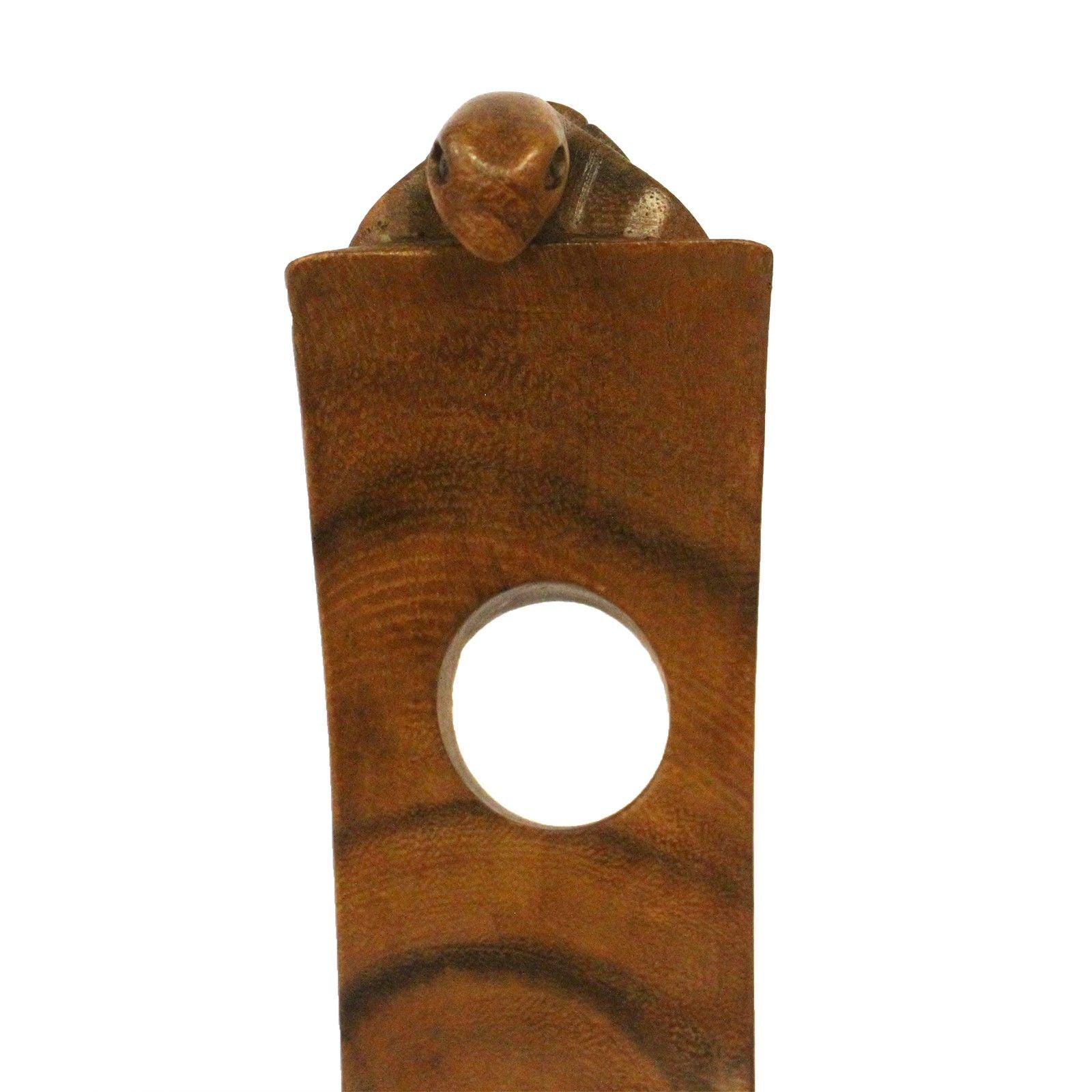 Suar Wood Turtle Balance Bottle Holder – 26 CM, soporte para botella de vino de madera suar con forma de tortuga, acabado natural