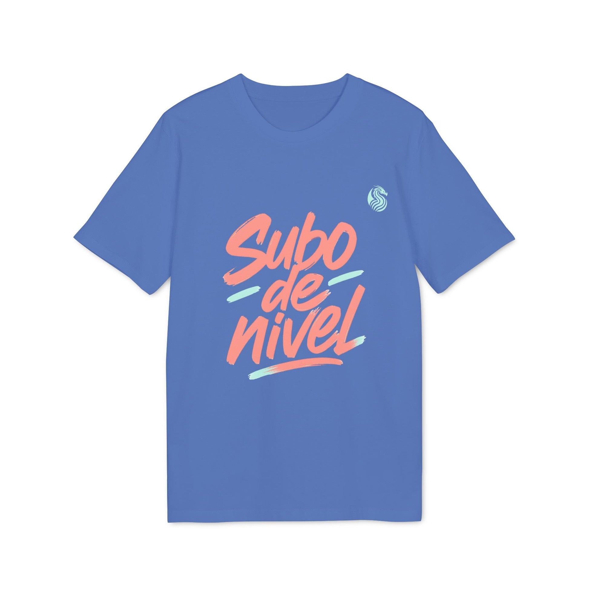 Alt Tag: Subo Nivel Teenager Drix Premium Unisex Camiseta azul con gráfico "Subo de nivel" en el frente