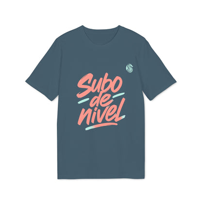Camiseta Premium Unisex Teenager Drix Subo Nivel azul con gráfico “Subo de nivel” en el frente