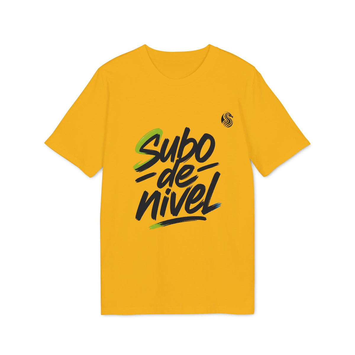 Camiseta Premium Unisex Teenager Drix Subo Nivel en color amarillo, camiseta unisex premium con el gráfico 