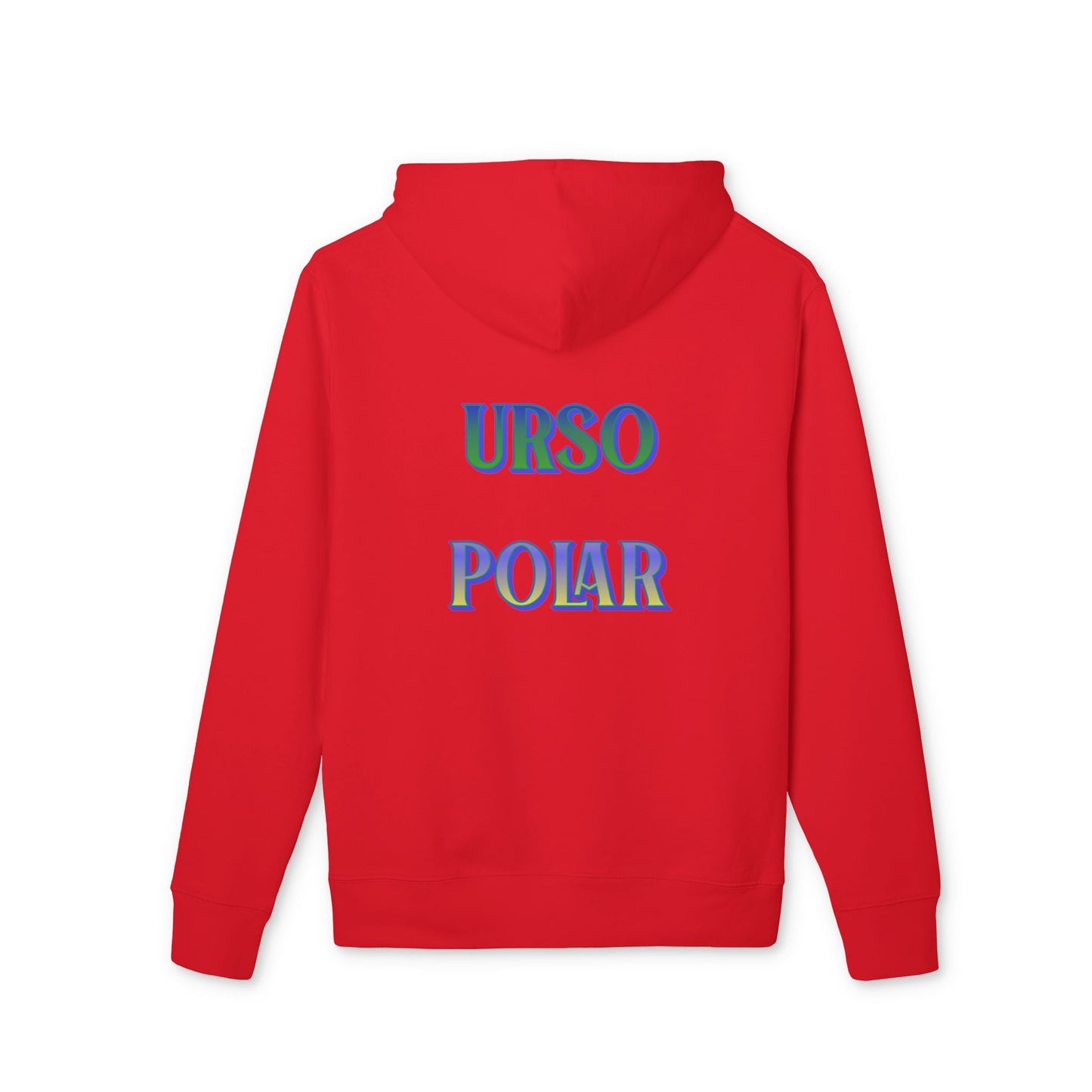Capoeira Personalized Premium Unisex Hoodie, sudadera roja con capucha vista trasera y texto "URSO POLAR" en la espalda
