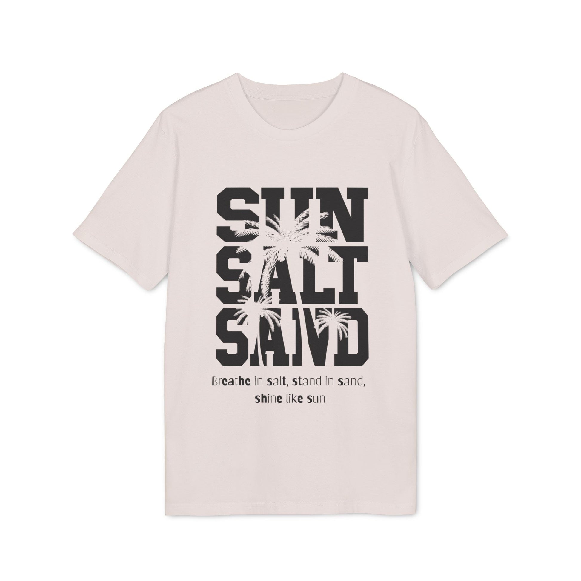 Sun Salt Sand 100% Organic Cotton T-Shirt beige graphic tee with SUN SALT SAND palm print and crew neck