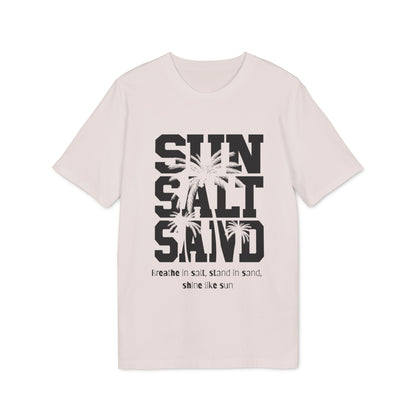 Sun Salt Sand 100% Organic Cotton T-Shirt beige graphic tee with SUN SALT SAND palm print and crew neck