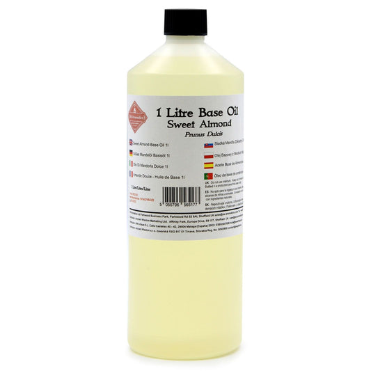 Alt Tag: Sweet Almond Base Oil – 1 Litre base oil bottle, 1L sweet almond oil for massage and skincare