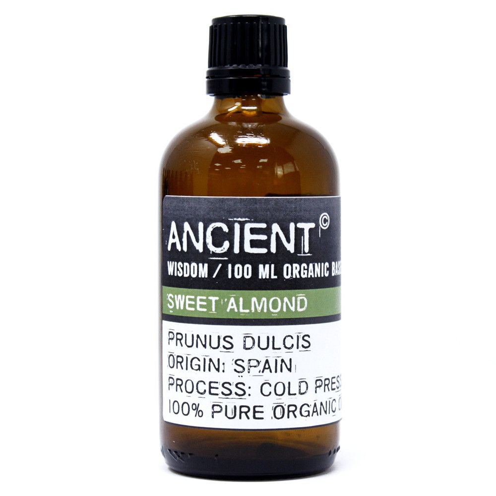 Alt Tag: Sweet Almond Organic Base Oil – 100 ML botella de aceite base orgánico de almendra dulce 100 ml, prensado en frío