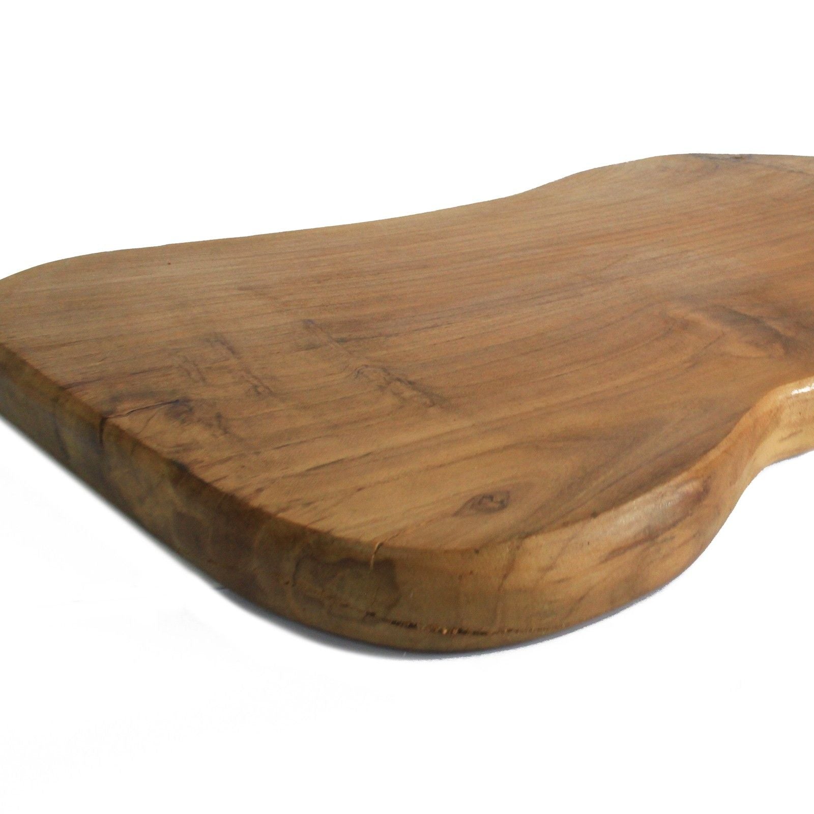 Skärbräda i teak – 30 CM skärbräda i massivt teakträ, naturlig finish, synlig ådring och organisk kant