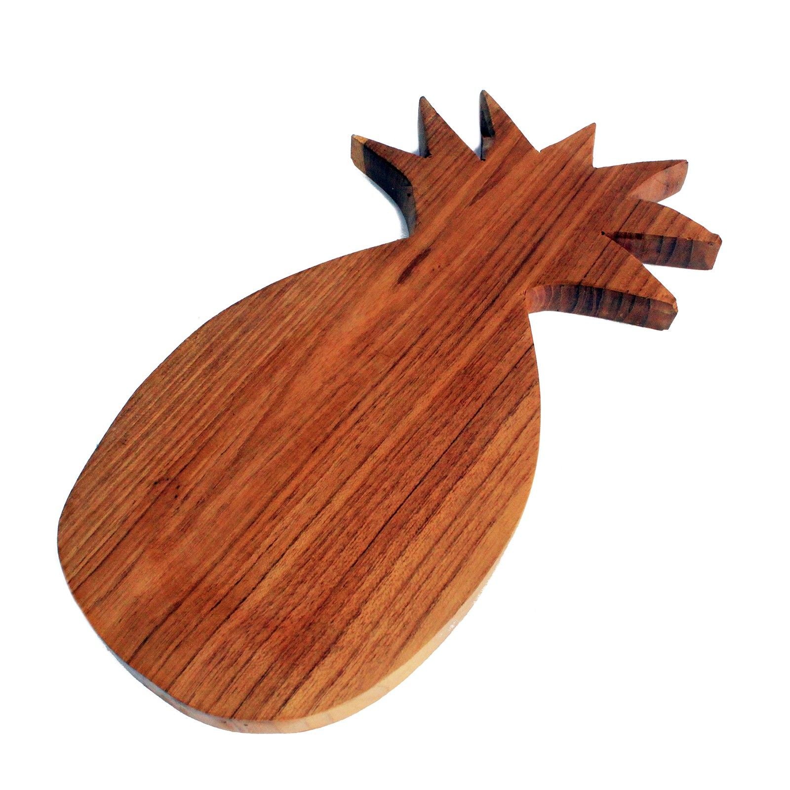 Teak Wood Chopping Board – Pineapple Shaped, hand-carved teak cutting board with tropical pineapple design