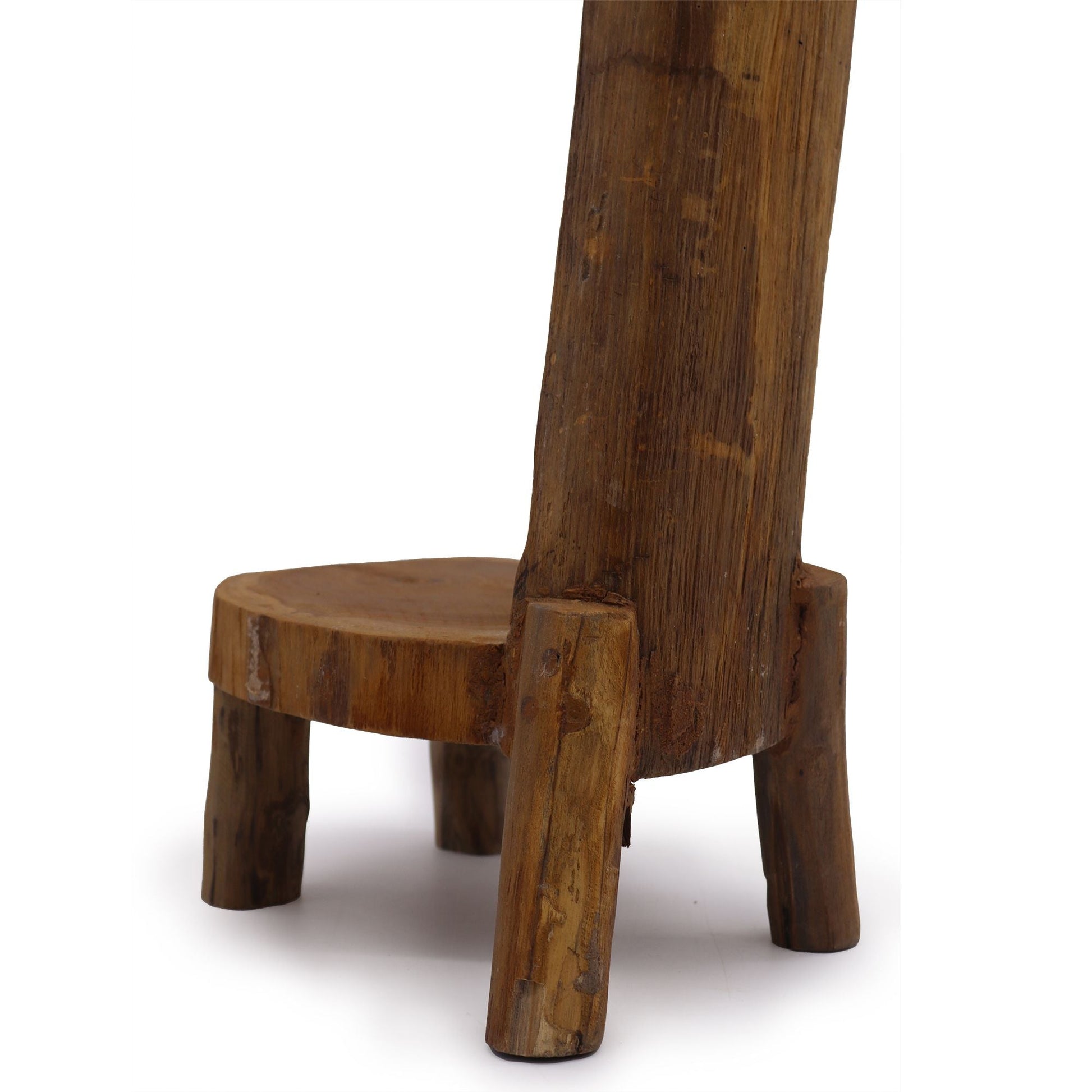 Teak Wood Display – 3 Shelves, 100CM de madera de teca, detalle de base y patas con acabado rústico
