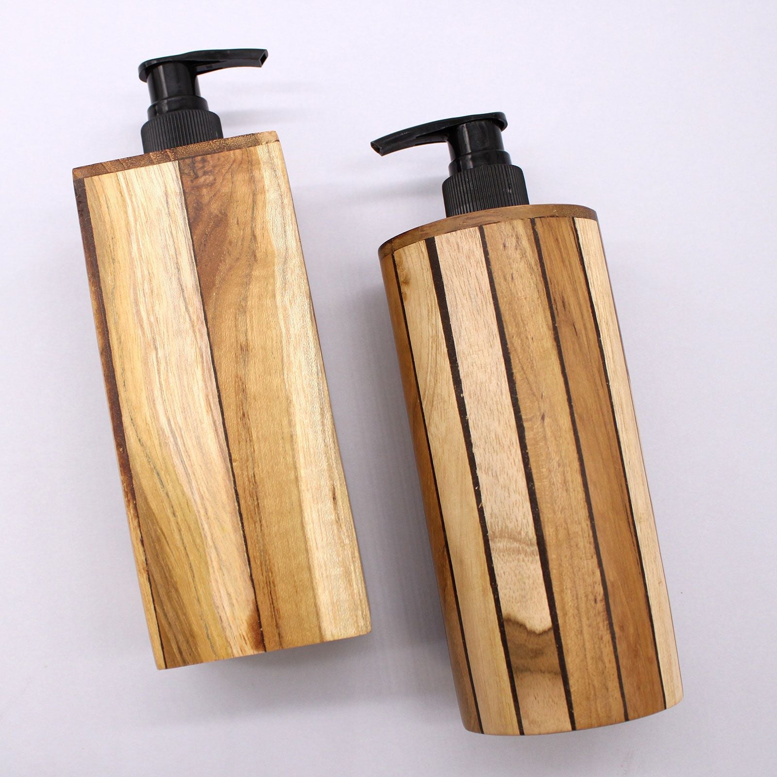 Alt Tag: Teakwood Soap Dispenser – Square 21x7.5x7 CM, natural teak wood pump dispenser for kitchen or bathroom sink