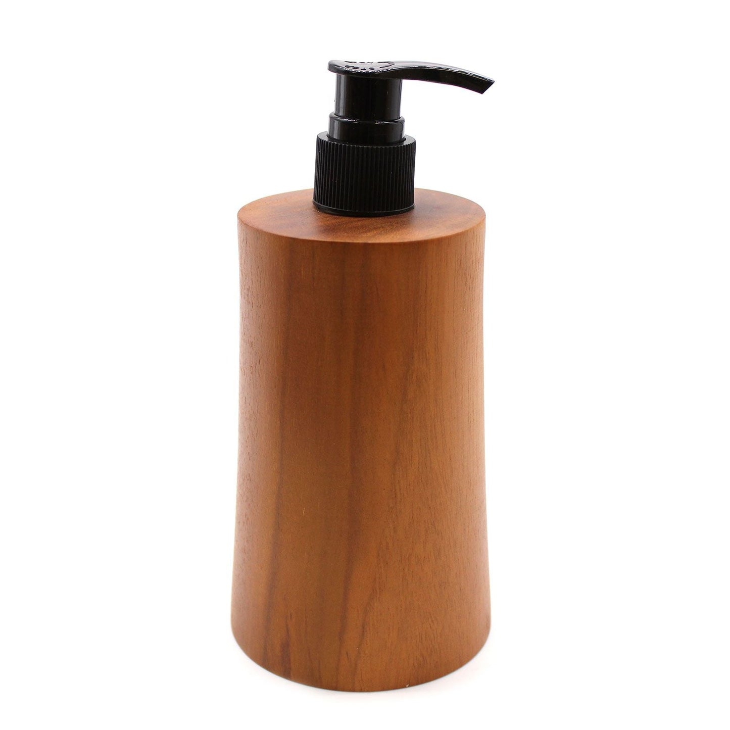 Teakwood Soap Dispenser – Taper Design, premium teak wood pump bottle with black pump for bathroom or kitchen countertop