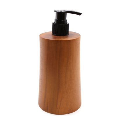 Teakwood Soap Dispenser – Taper Design, premium teak wood pump bottle with black pump for bathroom or kitchen countertop