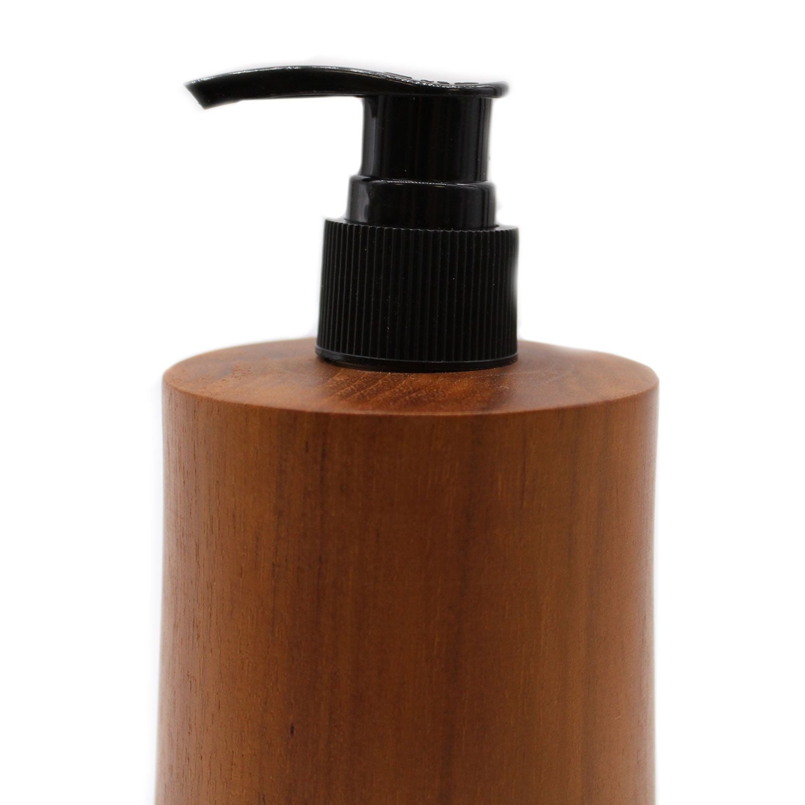 Teakwood Soap Dispenser – Taper Design, dispensador de jabón de madera de teca con bomba negra, estilo minimalista