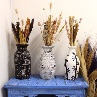 Alt Tag: Terracotta Bamboo Motif Vase – 30x14 CM with bamboo motif, Indonesian-inspired terracotta vase for home decor
