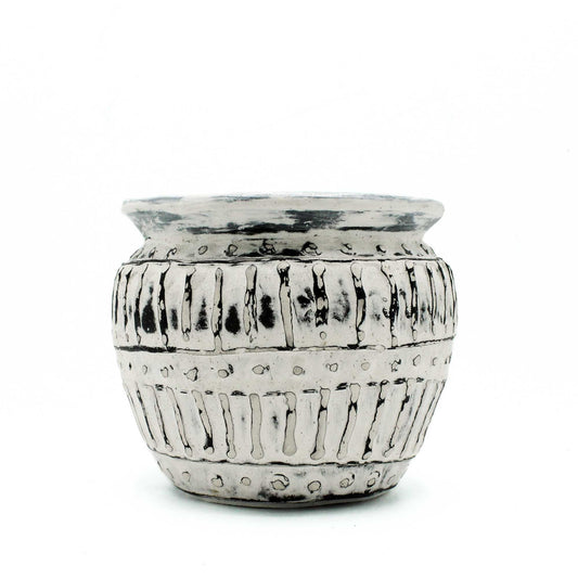 Terracotta Greek Clay Plant Pot – Cream 12CM, maceta de terracota estilo griego color crema 12 cm para plantas, vista frontal