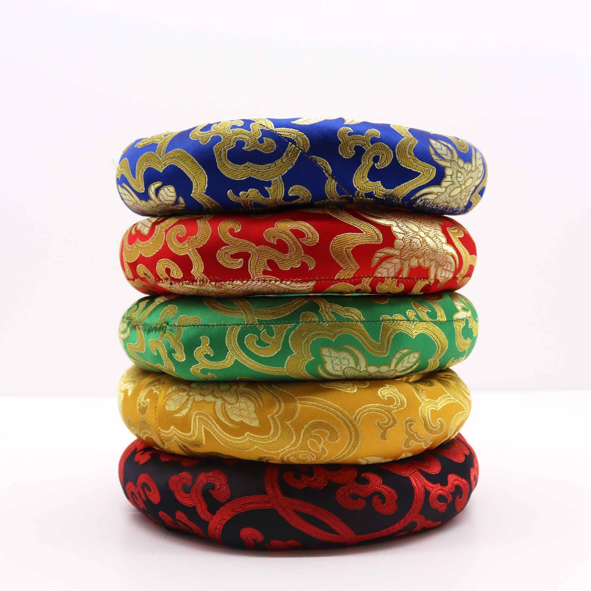 Textile Hoop Cushion – 20CM for 22-26CM Bowls, stacked colorful polyester hoop cushions for singing bowls