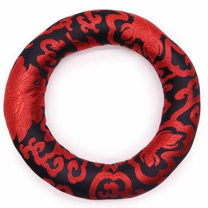 Alt Tag: Textile Hoop Cushion – 20CM for 22-26CM Bowls, red and black polyester ring cushion for singing bowl stability