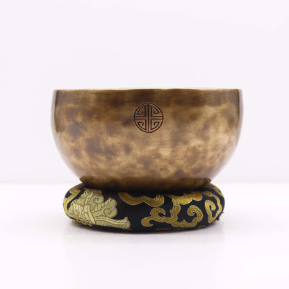 Alt Tag: Textile Polyester Hoop Cushion – 16CM with singing bowl on decorative hoop cushion base, stable support for 18-20CM bowl