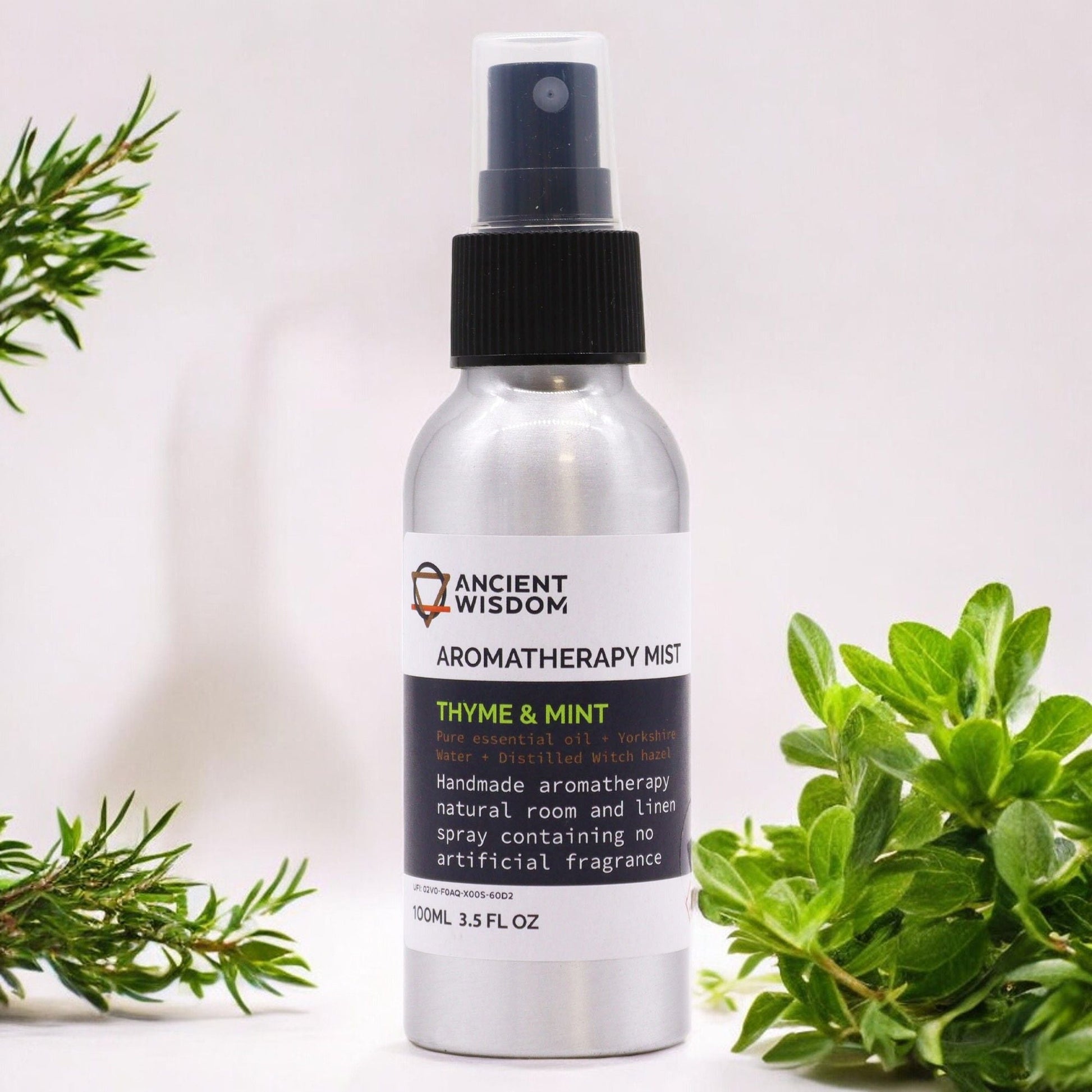 Thyme & Mint Essential Oil Mist – 100ML aromatherapy spray bottle for room and linen, thyme and mint scent