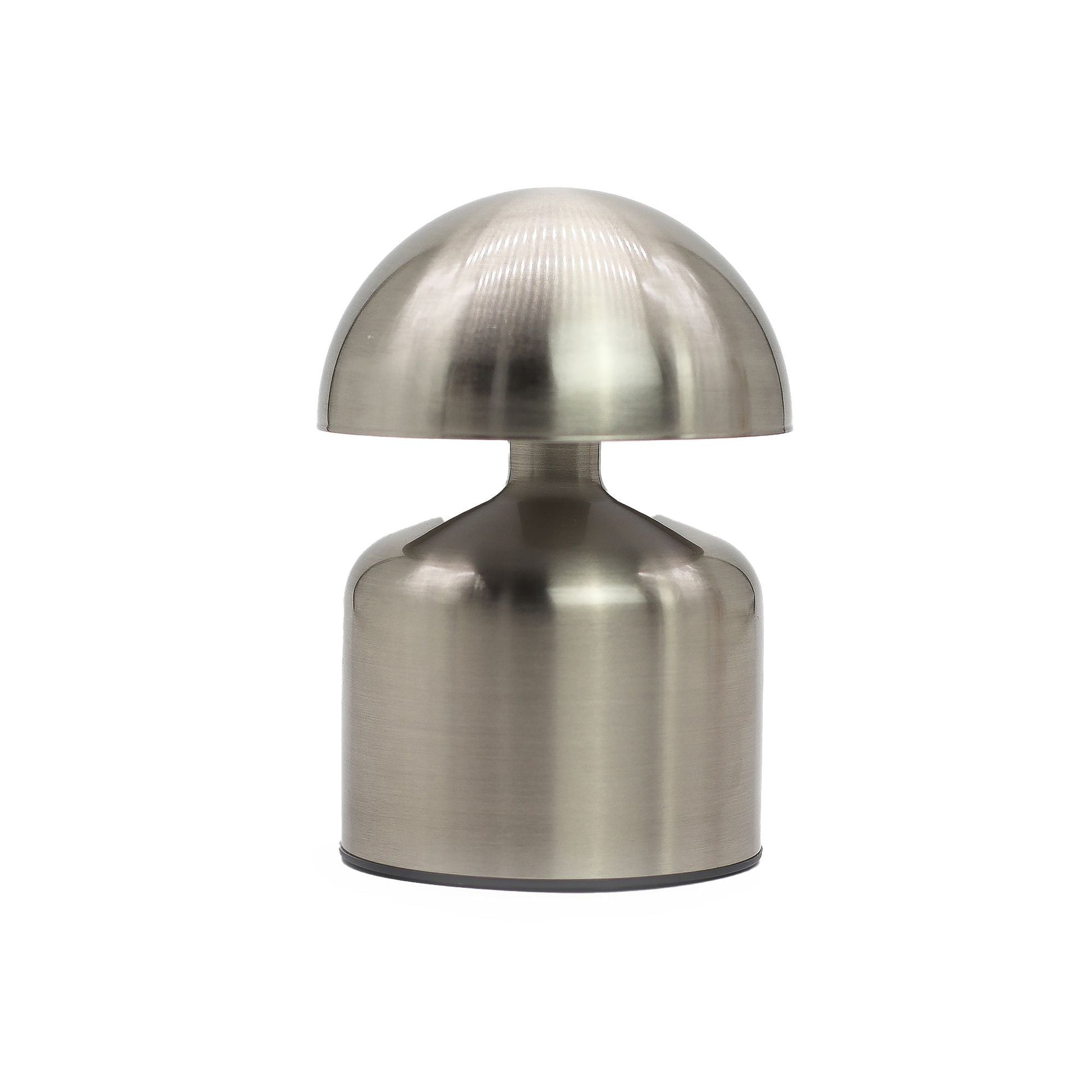 Touch Lamp – Dome Mushroom Silver (USB-C, Rechargeable, 400 W) lámpara de mesa táctil plateada con diseño hongo y acabado pulido