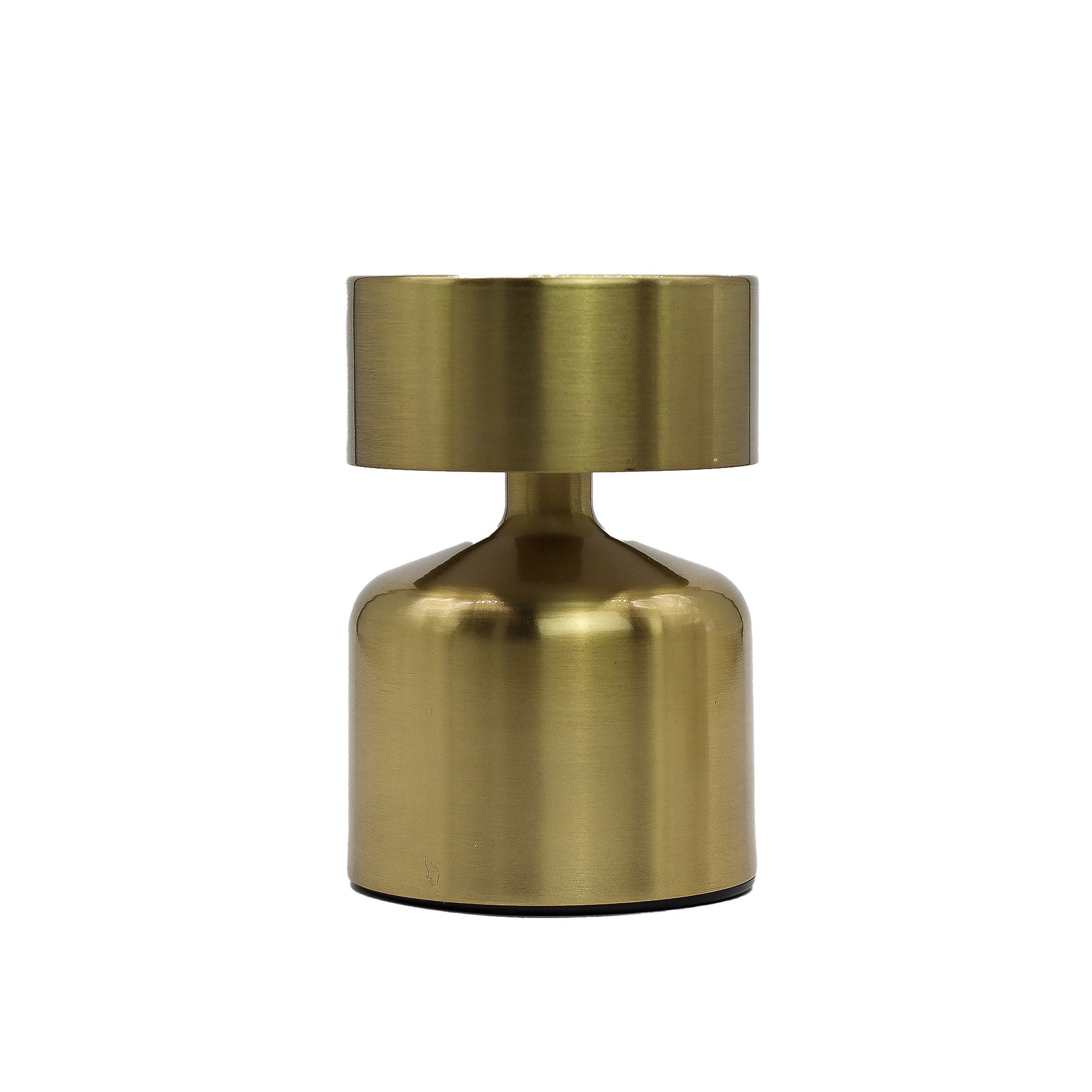 Touchlampa – platt svamp i brons (USB-C, uppladdningsbar, 400 W) platt svampformad touchlampa i brons, minimalistisk och portabel bordslampa