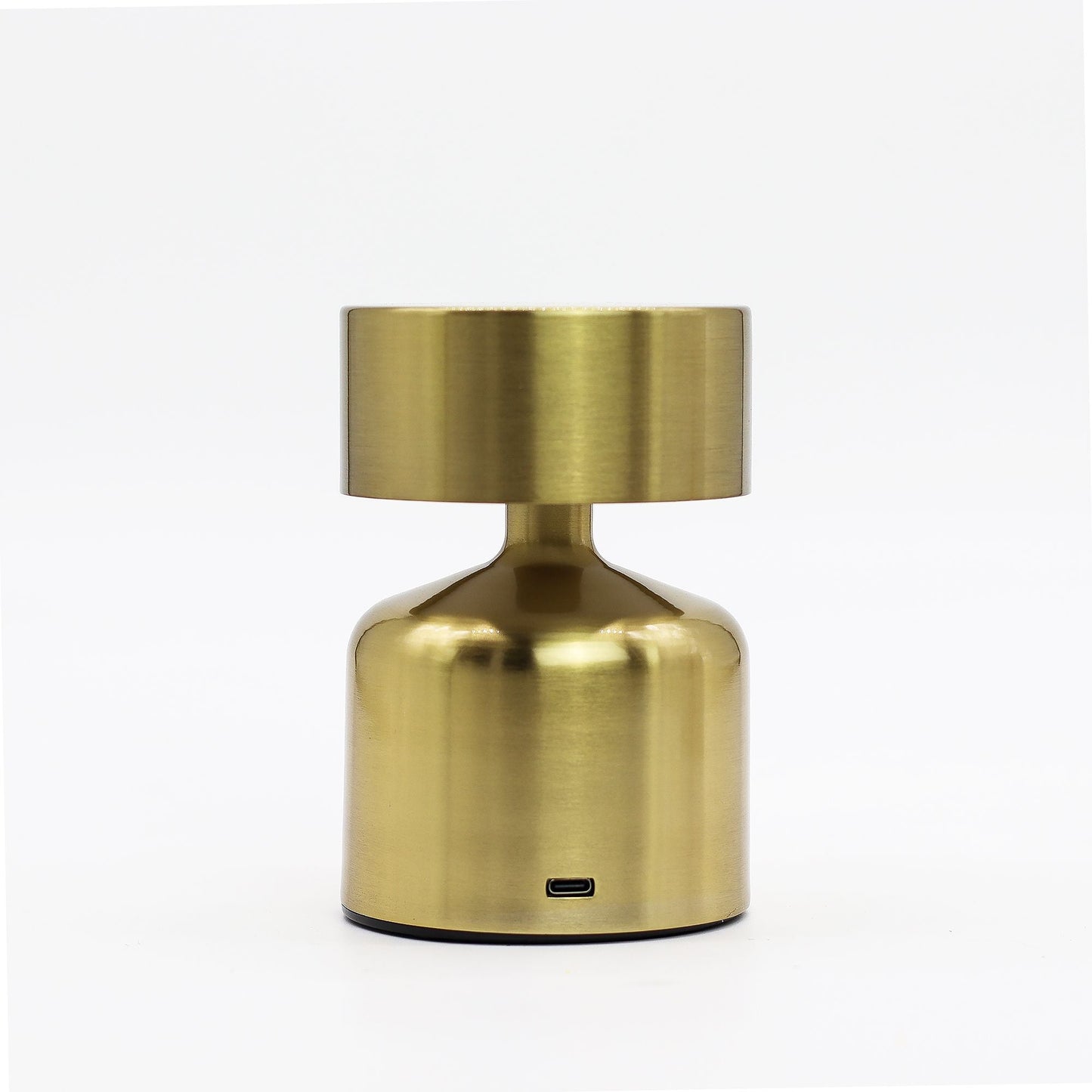 Touchlampa – Platt Svamp i Brons (USB-C, Uppladdningsbar, 400 W) borstad touchlampa i platt svampform i brons med USB-C-port, portabel bordslampa
