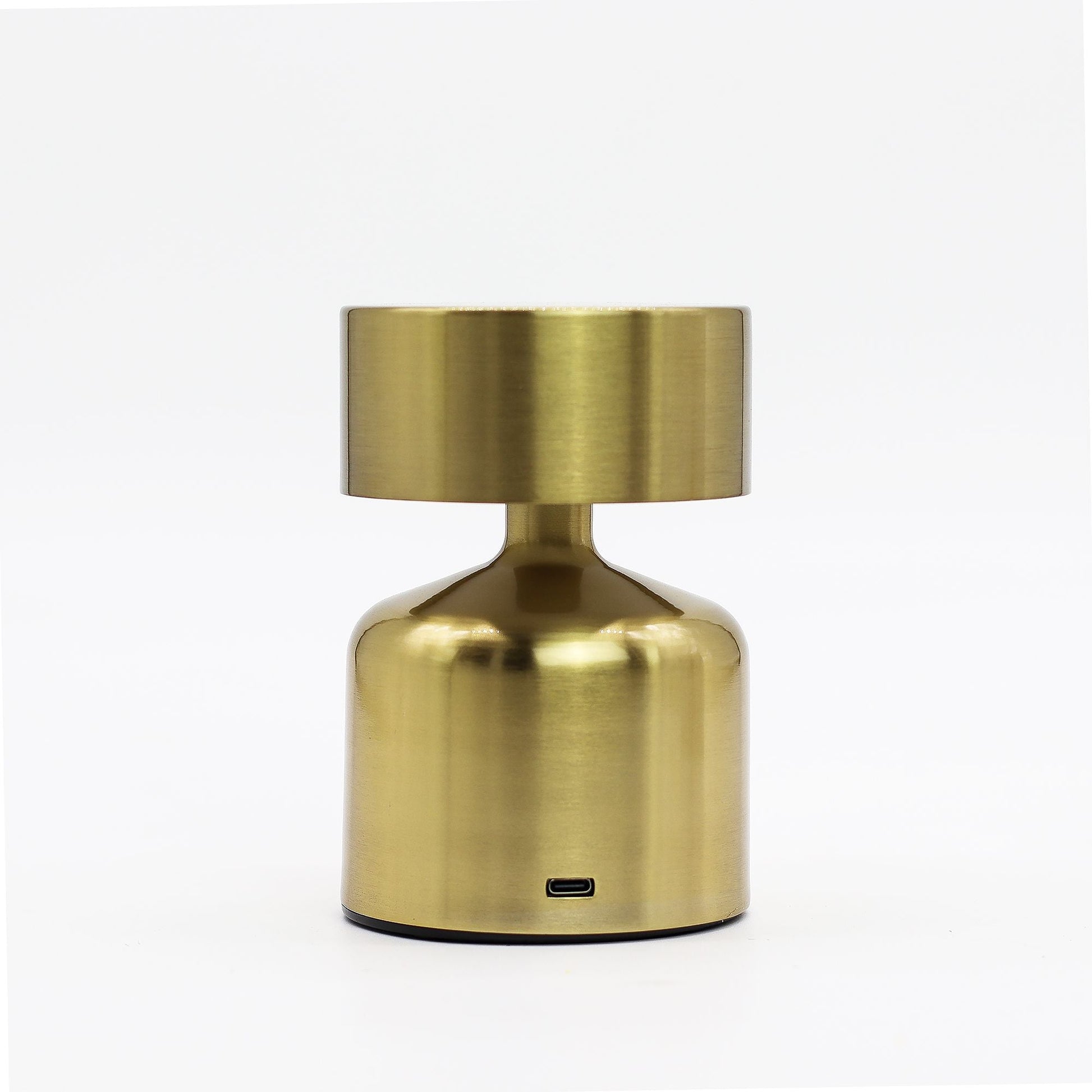 Touchlampa – Platt Svamp i Brons (USB-C, Uppladdningsbar, 400 W) borstad touchlampa i platt svampform i brons med USB-C-port, portabel bordslampa