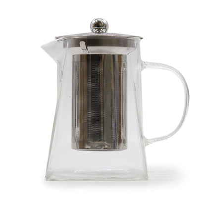 Tower Shape Glass Infuser Teapot – 750ML, teapot de vidrio con infusor de acero inoxidable y tapa metálica, diseño tipo torre