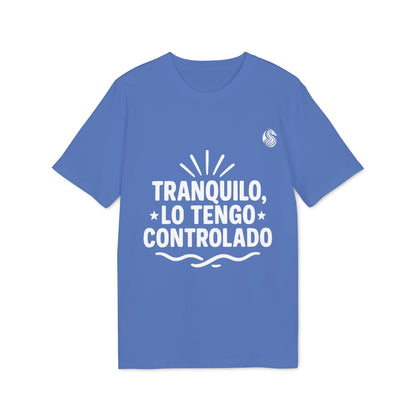 Tranquilo Lo Tengo Controlado Teenager Drix 100% Organic Cotton T-Shirt azul con gráfico blanco “TRANQUILO, LO TENGO CONTROLADO”