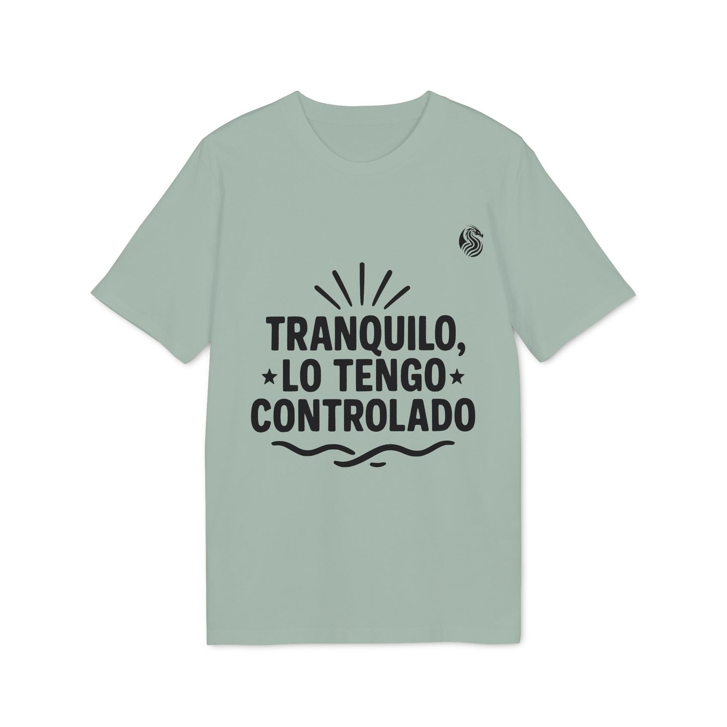 Alt Tag: Tranquilo Lo Tengo Controlado Teenager Drix 100% Organic Cotton T-Shirt, camiseta verde con gráfico "Tranquilo, lo tengo controlado"