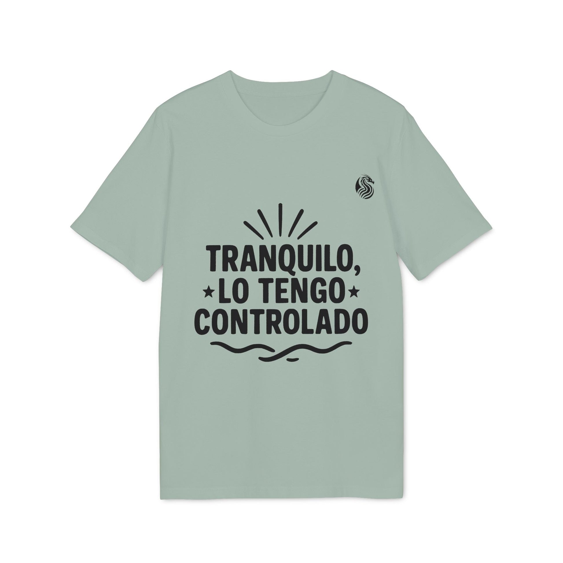 Alt Tag: Tranquilo Lo Tengo Controlado Teenager Drix 100% Organic Cotton T-Shirt, camiseta verde con gráfico "Tranquilo, lo tengo controlado"