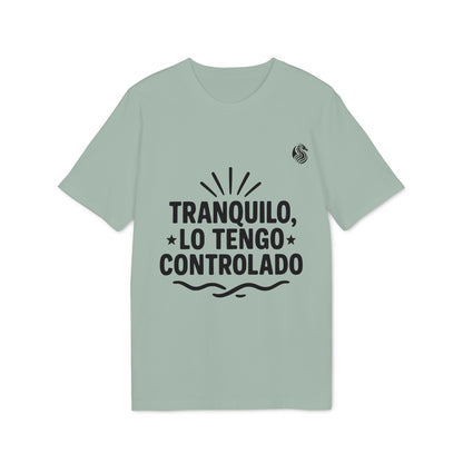 Alt Tag: Tranquilo Lo Tengo Controlado Teenager Drix 100% Organic Cotton T-Shirt, camiseta verde con gráfico "Tranquilo, lo tengo controlado"