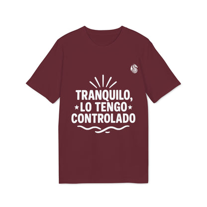 Tranquilo Lo Tengo Controlado Teenager Drix 100% Organic Cotton T-Shirt burgundy tee with white Spanish slogan graphic