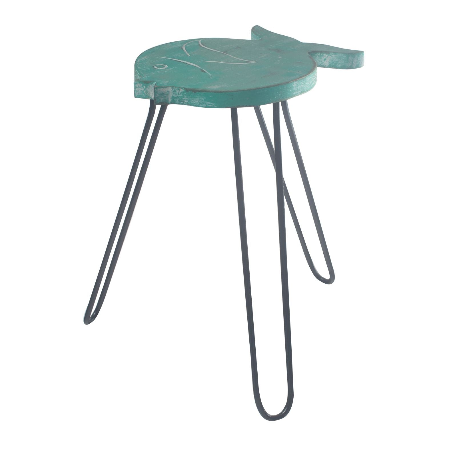 Alt Tag: Turquoise Albasia Wood Plant Stand – 26x19.5x37 CM, soporte para plantas turquesa de madera Albasia con patas de metal