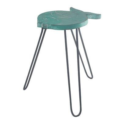 Alt Tag: Turquoise Albasia Wood Plant Stand – 26x19.5x37 CM, soporte para plantas turquesa de madera Albasia con patas de metal