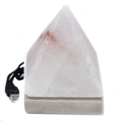 Alt Tag: Quality USB Pyramid White Himalayan Salt Lamp – 9 CM (Multi-Color), white salt pyramid USB LED lamp on base