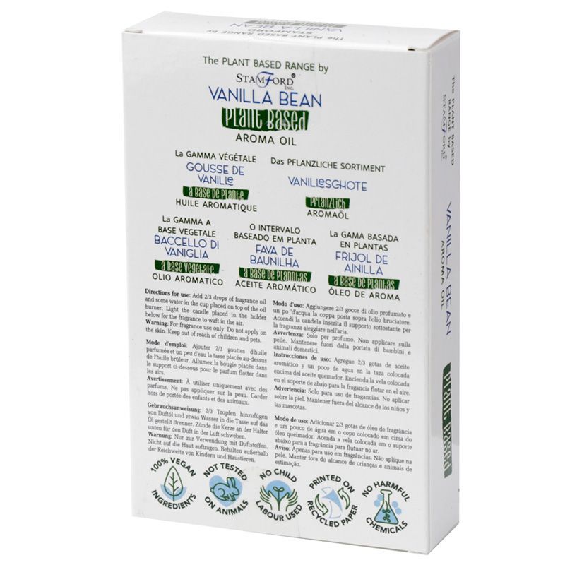 Vanillebohnen-Aromaöl – 18 ML Verpackung im Box-Design für pflanzenbasiertes Aromaöl, 18 ml Vanillebohnen-Duftöl, verantwortungsvoll beschaffte Inhaltsstoffe