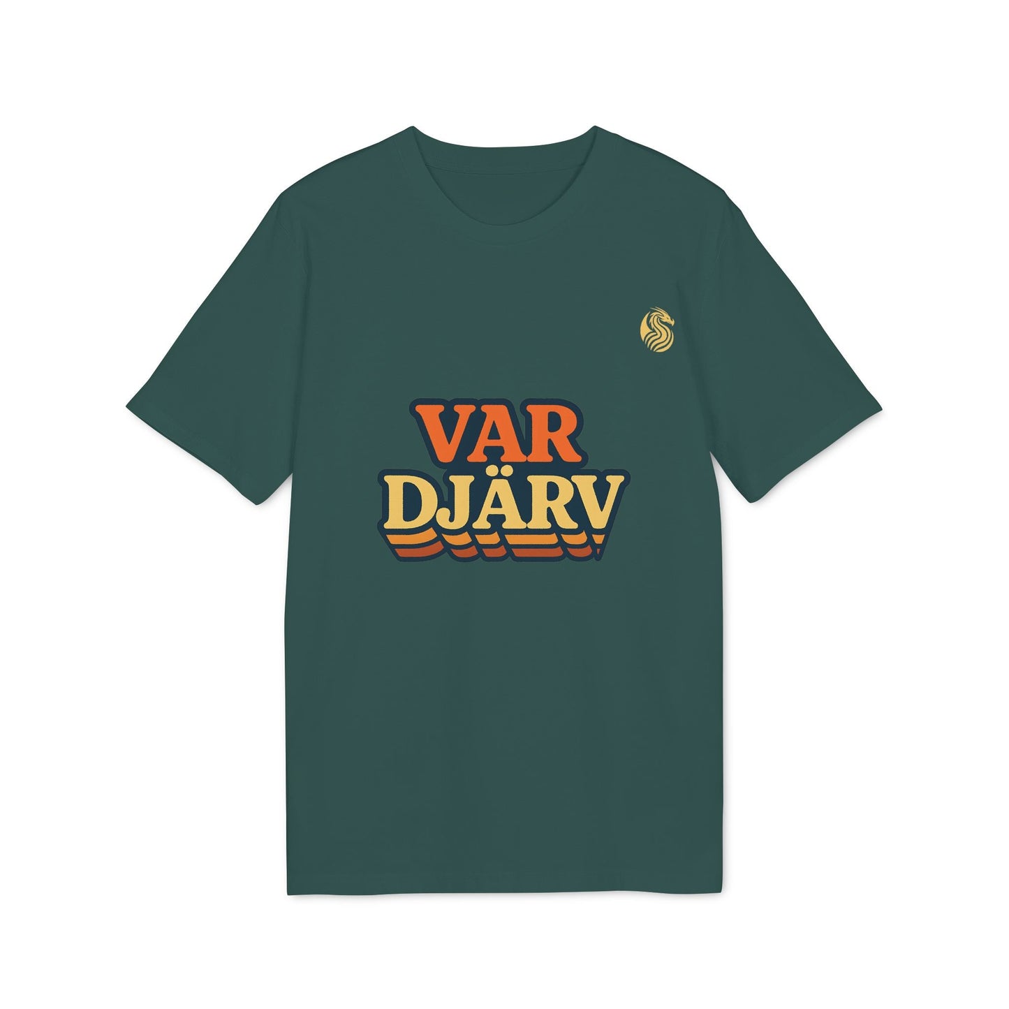 Var Djärv Ungdom 100% Organic Cotton T-Shirt verde oscuro con estampado VAR DJÄRV en el pecho