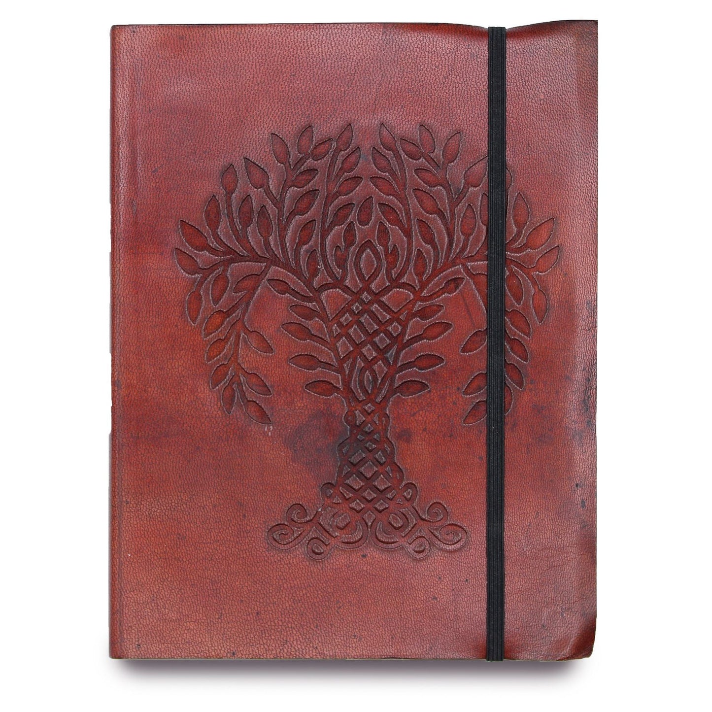 Alt-Tag: Notizbuch aus pflanzlich gegerbtem Leder – Medium Tree of Life indisches Notizbuch aus pflanzlich gegerbtem Leder, Prägung Árbol de la Vida, mittlere Größe