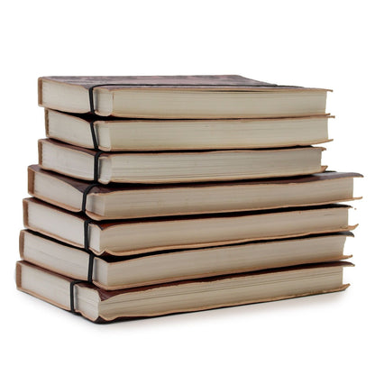 Pflanzlich gegerbtes Leder-Notizbuch – Medium Tree of Life, handgefertigte Notizbücher aus pflanzlich gegerbtem Leder gestapelt, Größe 20.5x15.5x2.5 cm