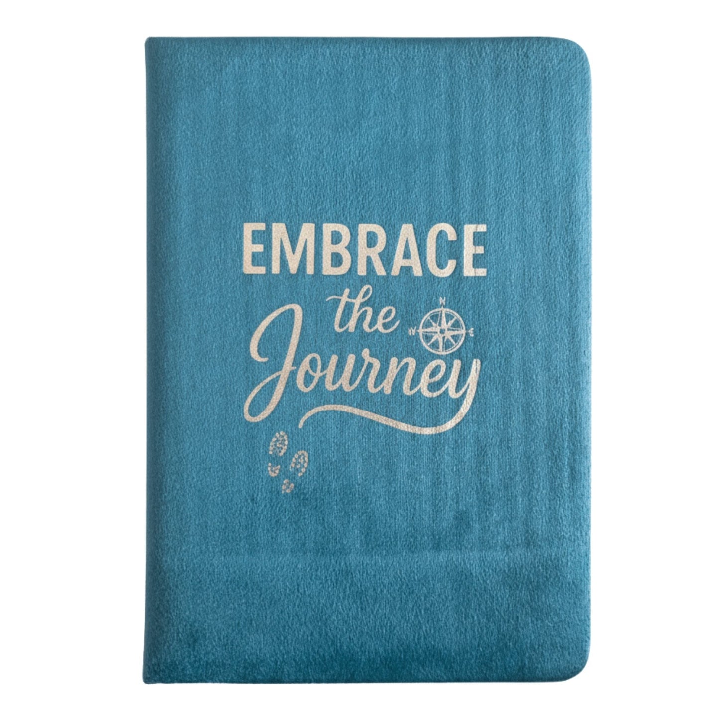 Velvet Wellness Notebook – 80 Pages light blue velvet cover with “Embrace the Journey” text, lined pages journal