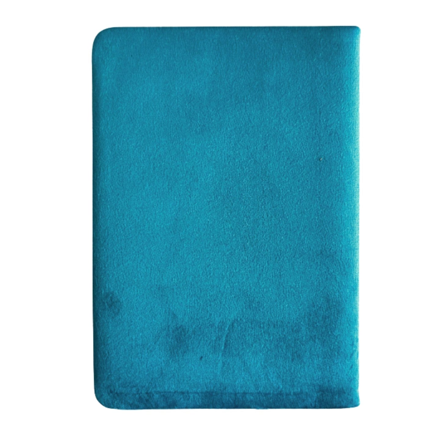 Alt Tag: Velvet Wellness Notebook – 80 Pages light blue velvet cover notebook with rounded corners, front view