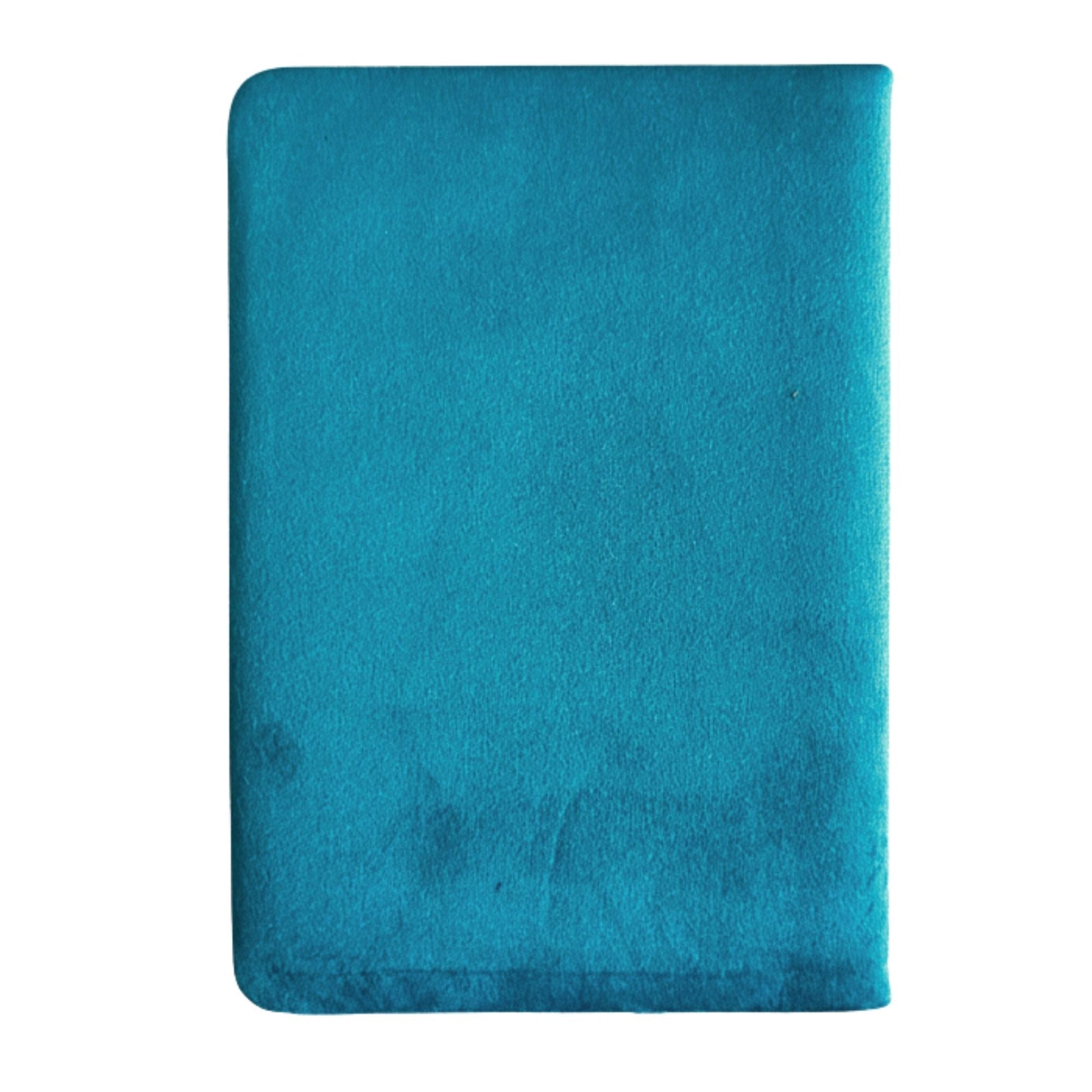 Alt Tag: Velvet Wellness Notebook – 80 Pages light blue velvet cover notebook with rounded corners, front view