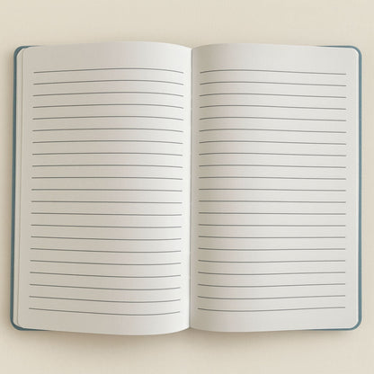 Velvet Wellness Notebook – 80 Pages open lined pages, light blue premium notebook for notes and journaling