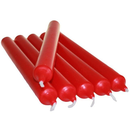 Alt Tag: Vibrant Red Dinner Candles – 100 Pack, bulk red taper dinner candles for table decor and events