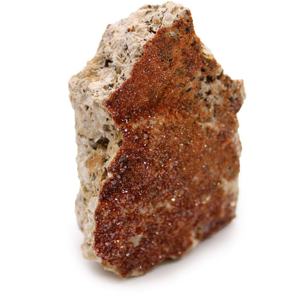 Alt Tag: Vibrant Vanadinite Mineral Specimens – Approx. 20 Pieces, muestra de vanadinita con cristales rojos sobre matriz rocosa, fotografía de producto