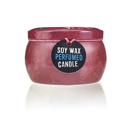 Alt Tag: Vintage Christmas Art Tin Candle – 120G Soy Wax perfumed soy wax candle in vintage red tin with lid, holiday decor