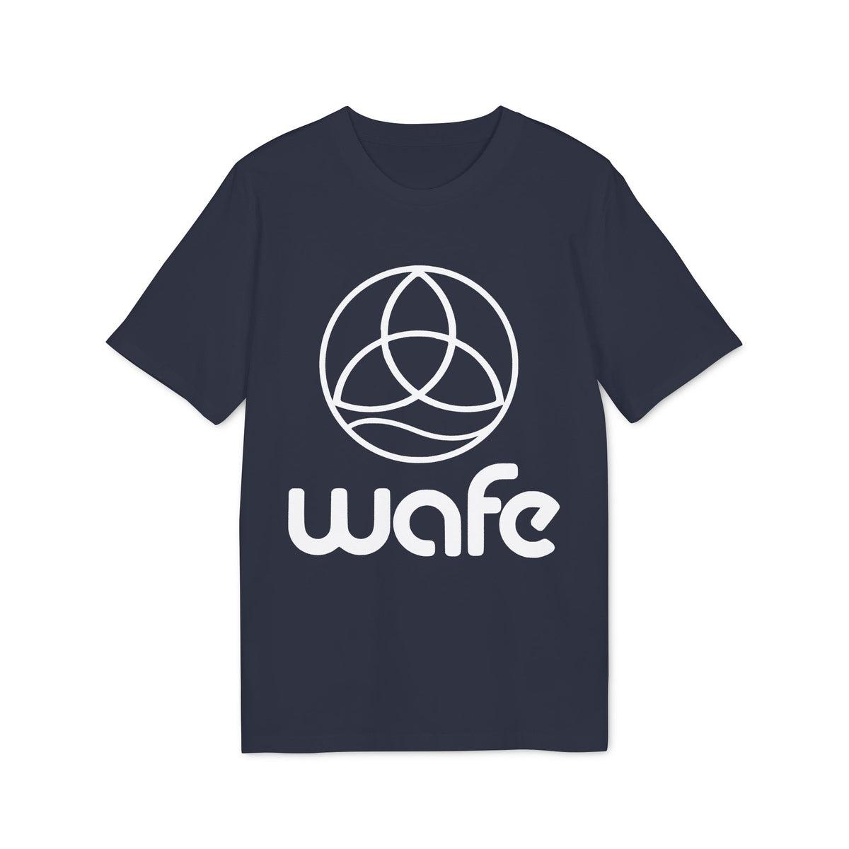 Wafe T-shirt Organic Cotton 100% navy unisex organic cotton t-shirt with white Wafe logo graphic