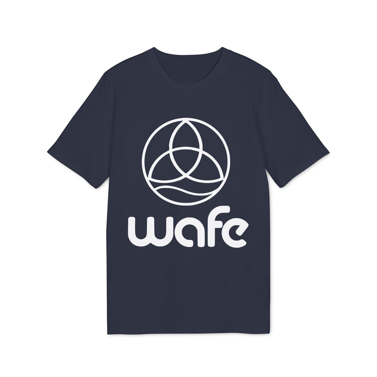 Wafe T-shirt Organic Cotton 100% navy unisex organic cotton t-shirt with white Wafe logo graphic